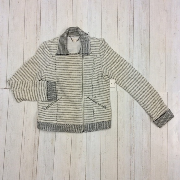 Ella Moss Salinas Stripe Tweed Moto Jacket. - Picture 2 of 16